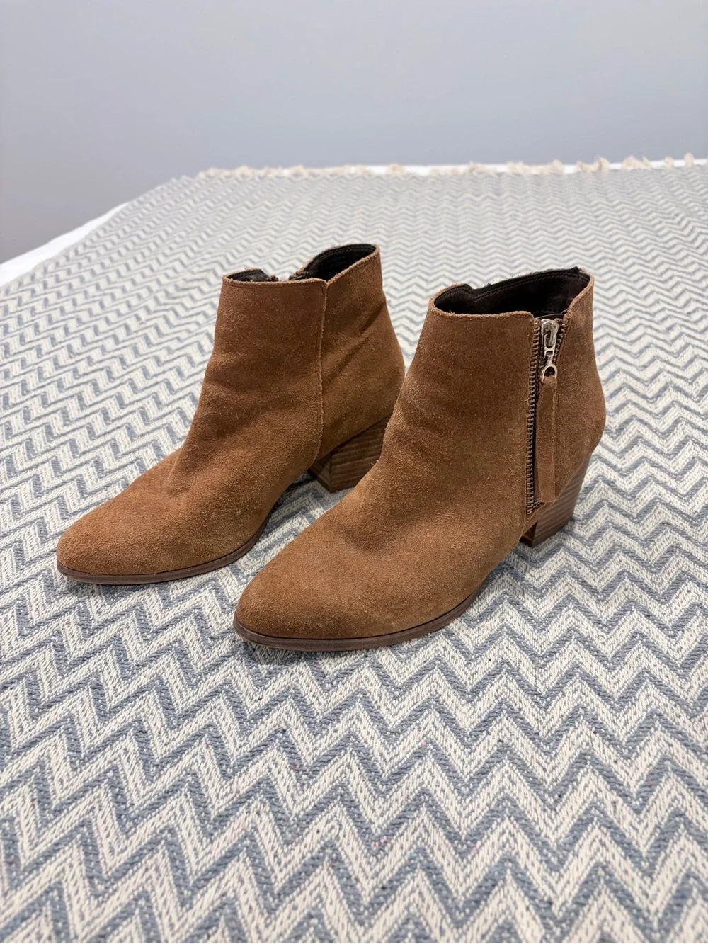 Aldo Women's Suede Tan Ankle Boots with Side Zip